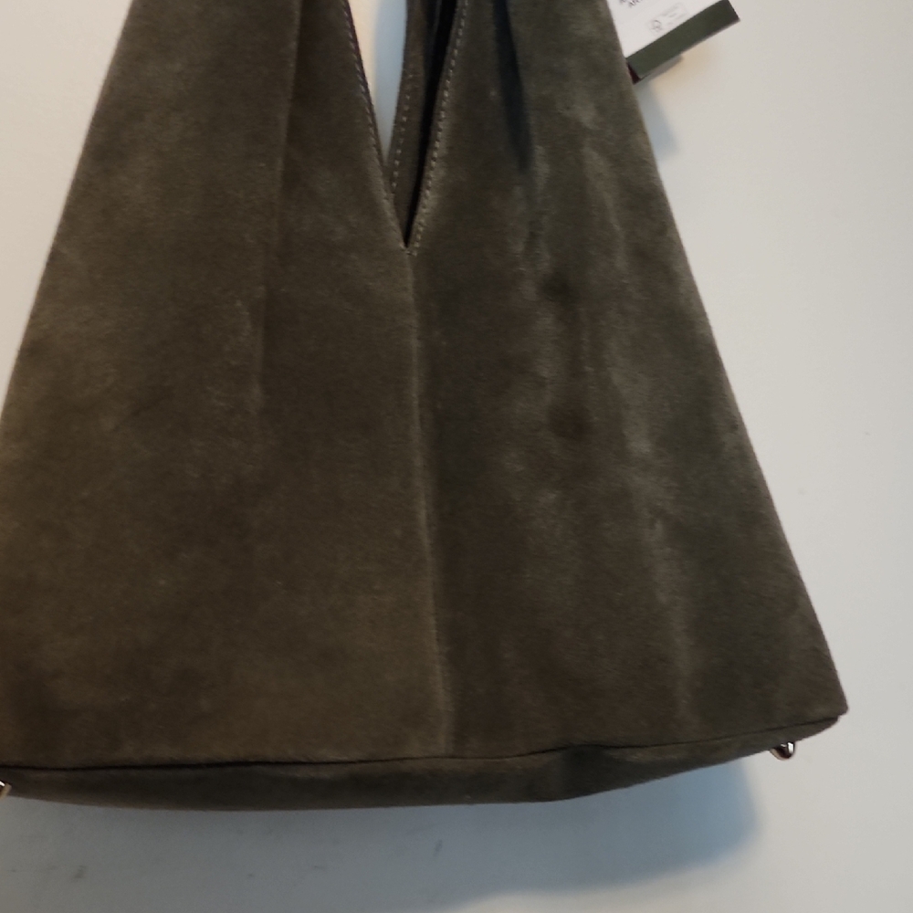 Anna Paola Olive Green Versatile Shoulder Bag with Minimalist Design Suede - Picture 11 of 16